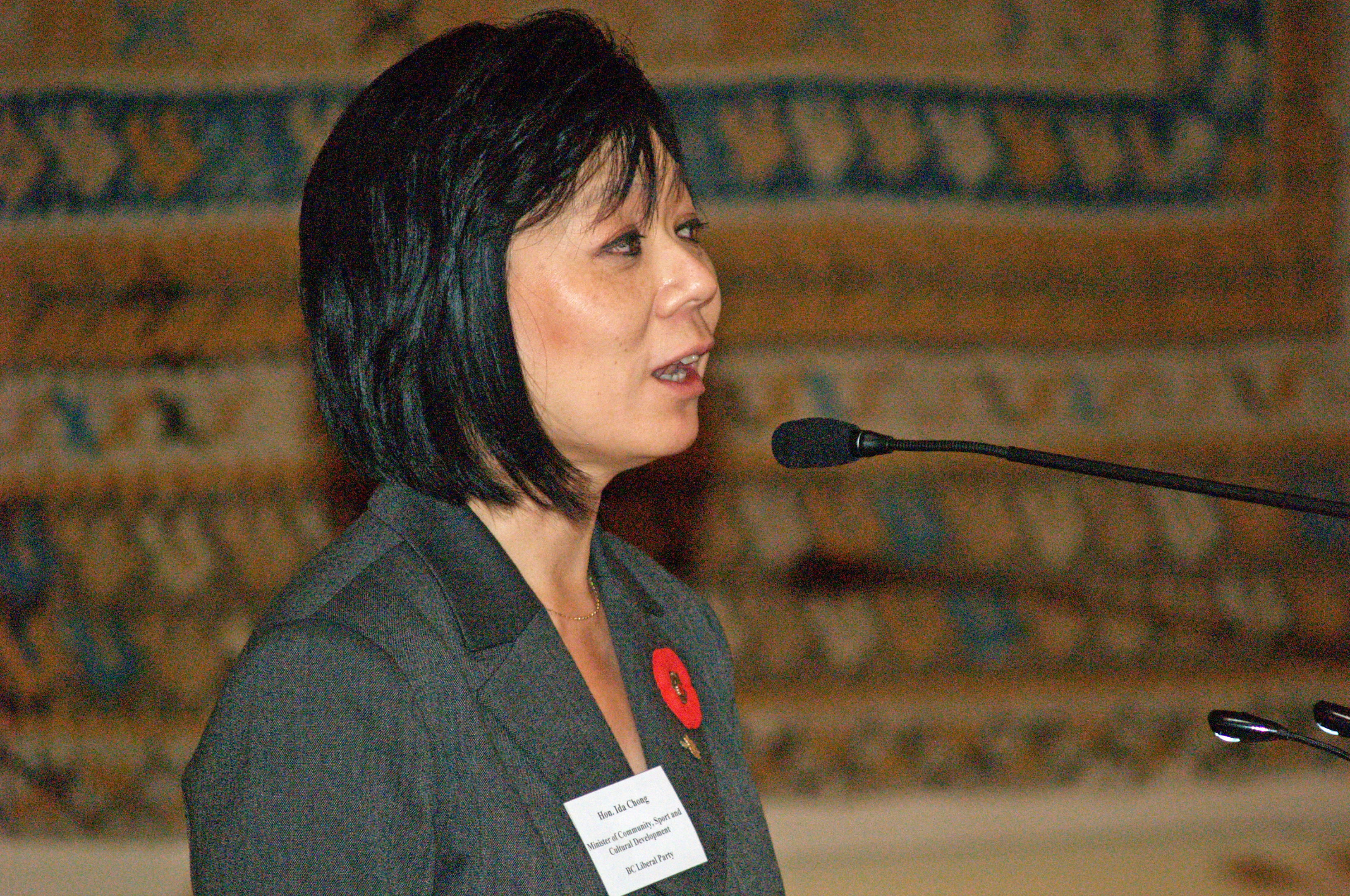 The Honourable Ida Chong, Minister of Community, Sport and Cultural Development for the Province of British Columbia, addresses the audience at the Ismaili Centre, Burnaby.  . Photo: Hakam Bhaloo