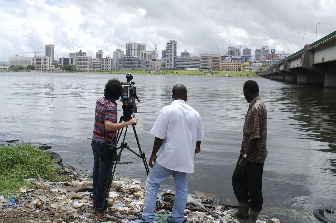 Preparing to capture the Abidjan skyline as part of a documentary feature. Photo: Courtesy of Linx Productions