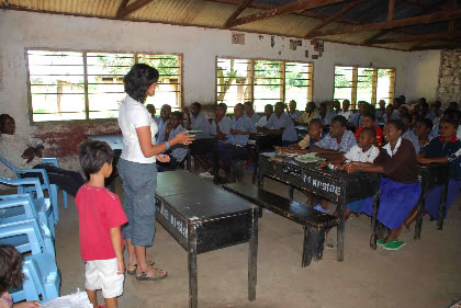 Presentation to students of eight grade students of Kikambala Primary school. Photo: Alykhan Nanji 