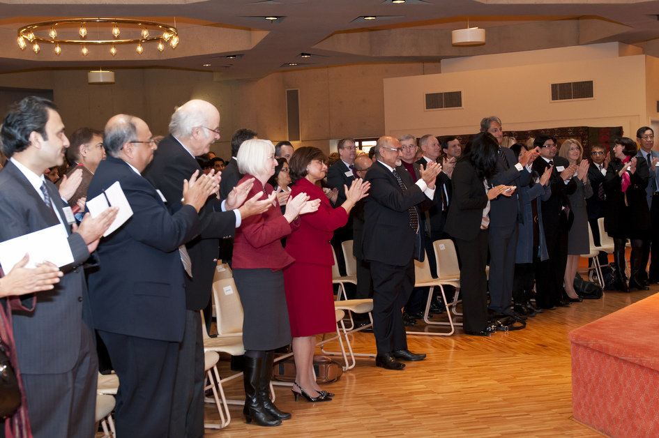 UBC President Stephen J. Toope receives a standing ovation at the Ismaili Centre, Burnaby. Photo: Azim Verjee