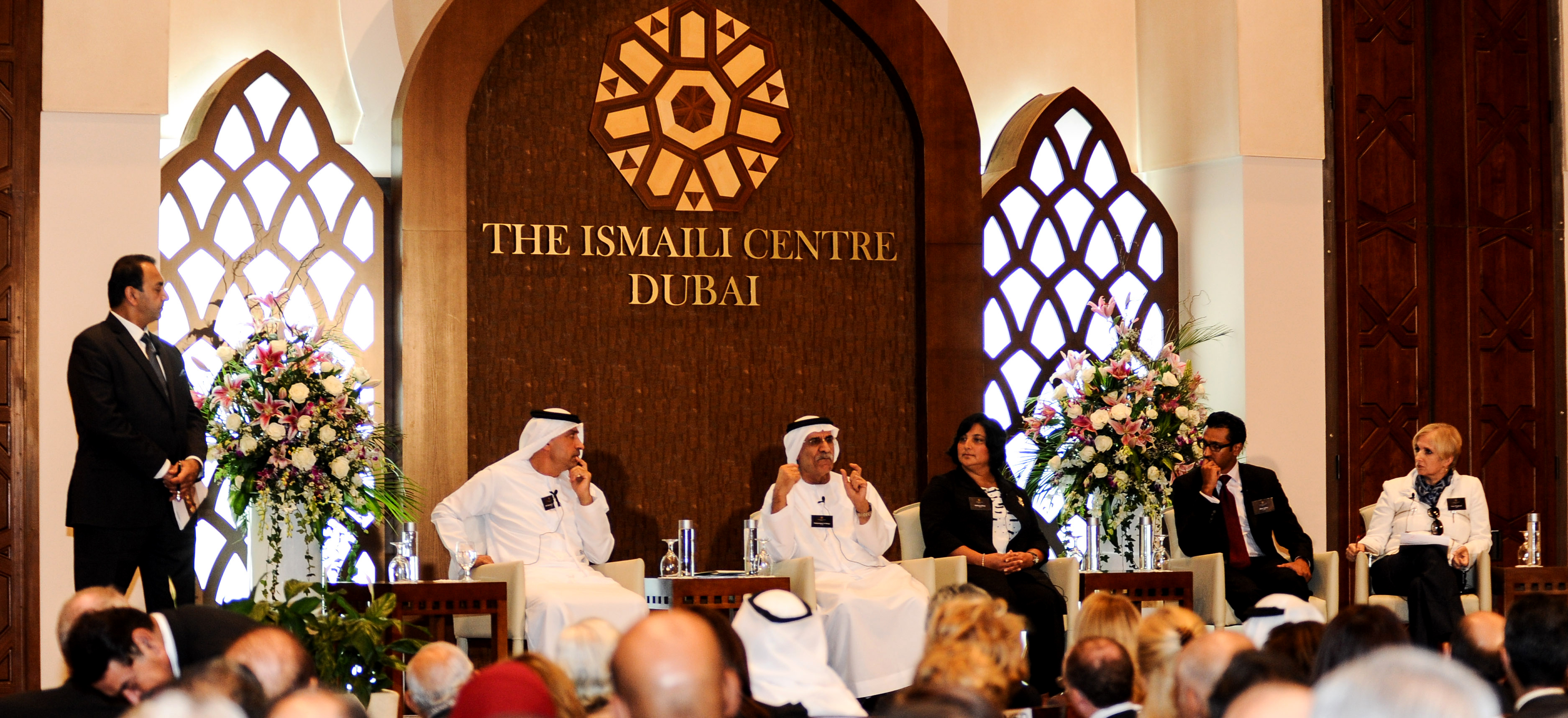 Panelists on stage at the Ismaili Centre, Dubai discuss social entrepreneurship initiatives that address local, regional and global matters. Photo: Digitally Studios