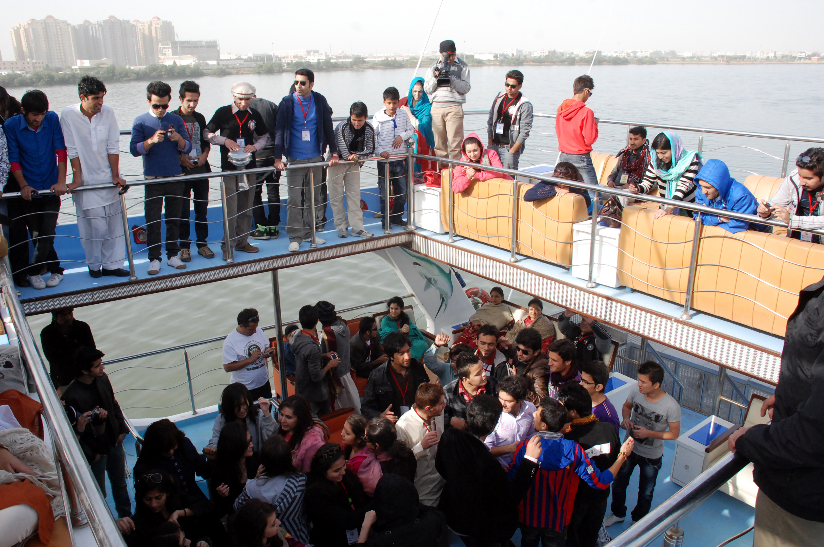 Campers enjoy a boat cruise to mark the end of the week-long National Youth Camp in Karachi. Photo: The Ismaili Pakistan / Al Jalil