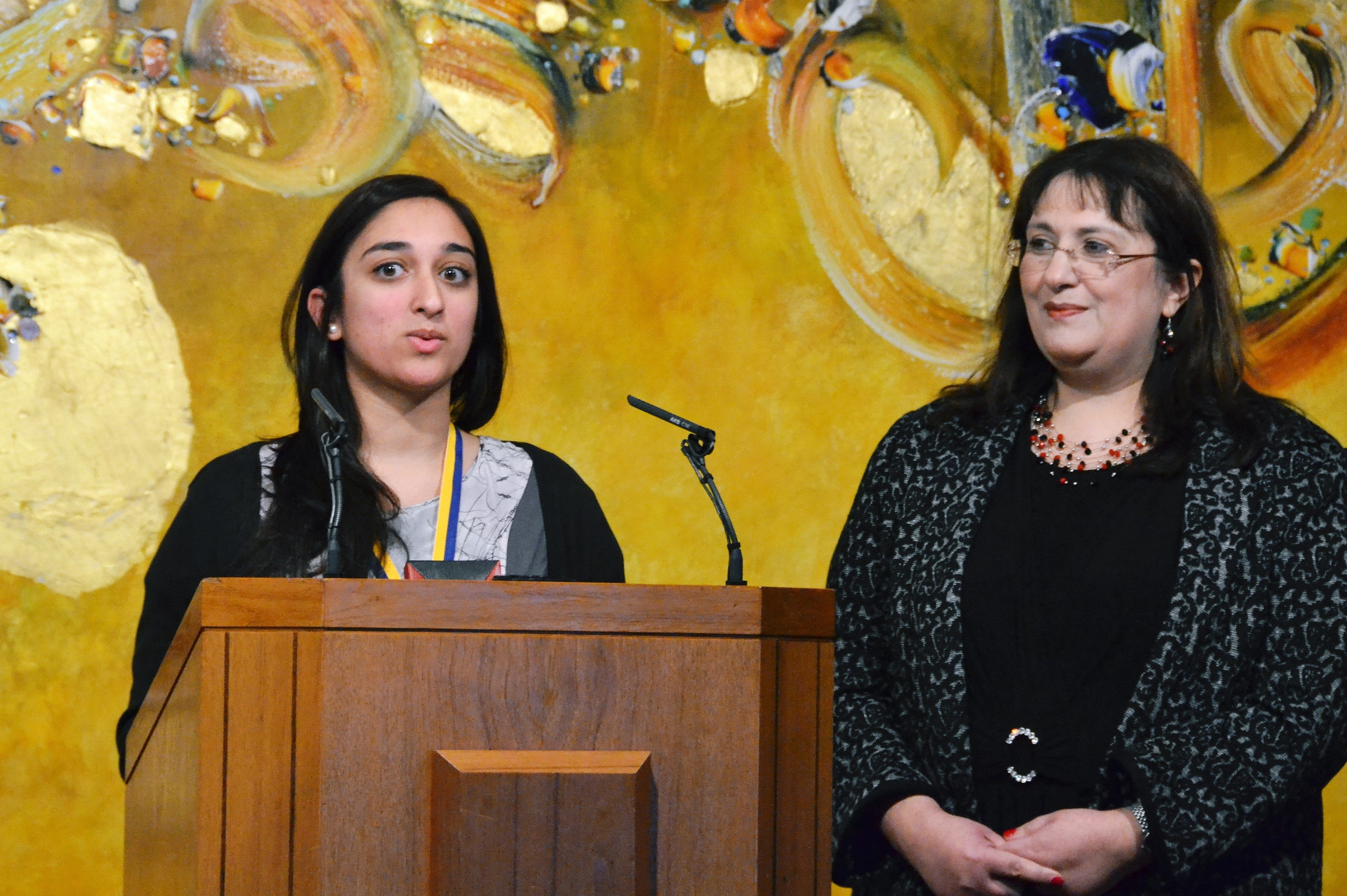 Disability Ambassador Farah Bhanvadiya addresses the audience during Disability Awareness Day at the Ismaili Centre, London. Photo: Jahanara Mirza