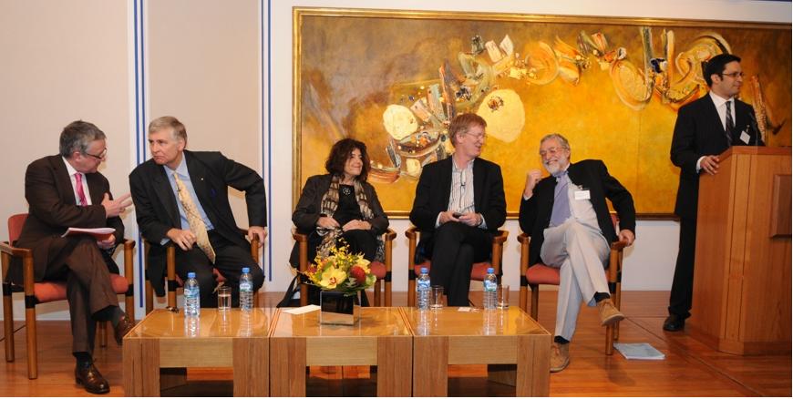 Panelists prepare to address questions from the audience at The Ismaili Centre Lecture Series.  Copyright: Ismaili Council for the United Kingdom.  